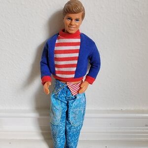 Vintage Mattel Ken Doll 1988 With Original Striped Red and Blue Outfit